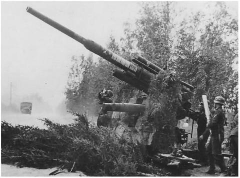 Het veel gebruikte Duitse 8,8 cm Flak geschut
