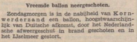Duitse sperballon boven Holland?