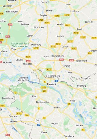 Route van Gennep via Rees (D) en Ulft naar Zutphen