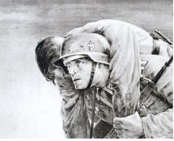 Kreupele Duitse soldaten die langstrekken