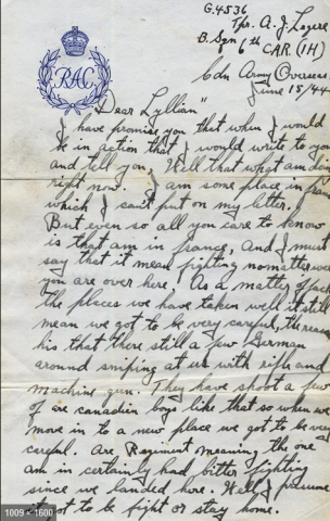 Een brief die hij schreef aan zijn zuster Lyllian