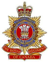 Zijn wapen: The Royal Regiment of Canada, R.C.I.C.