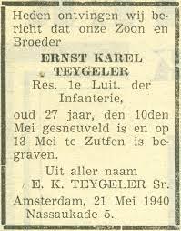 Zijn overlijdingsadvertentie in De Telegraaf