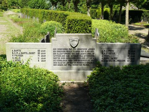 De gedenksteen op de Oude Begraafplaats met zijn naam