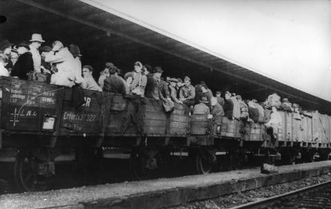 In open wagons (..) vluchtten de 'foute Hollanders' (NSB-ers, Landwachters, etc.) o.a. via Westerbork naar Lüneburg.