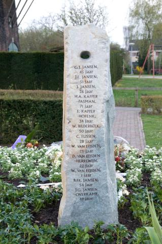 Het monument met hun naam ter ere van hen die stierven na de inslag van de V1