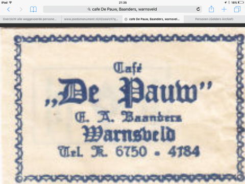Het logo van het bekende café De Pauw in Warnsveld